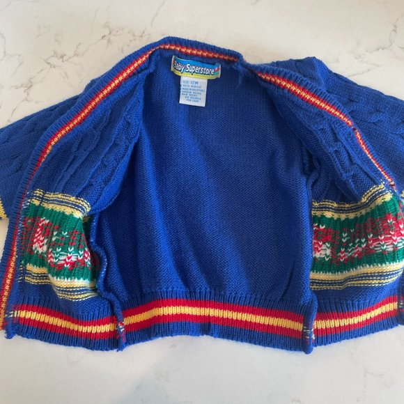 Blue Multi-Color Button Down Cardigan Sweater by Baby Superstore 12 Months NWOT - Picture 8 of 9